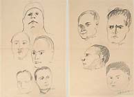 CARLO LEVI, Mussolini and Other Fascist Leaders, a pair of black chalk drawings